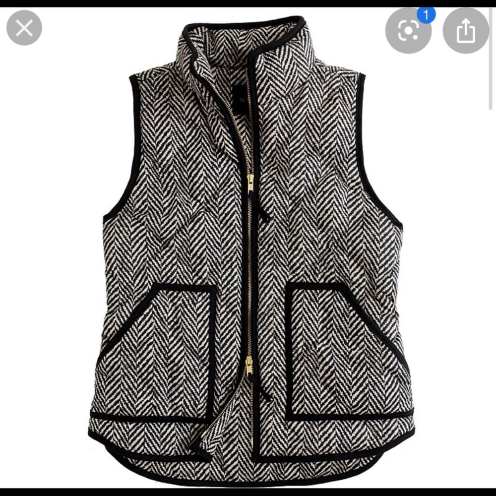 J Crew Factory Black / Cream Herringbone Vest
